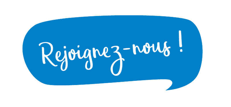 Phylactère bleu - texte : "Rejoignez-nous !"