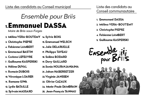 Bulletin de vote de la liste Ensemble pour Briis